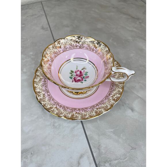 Pink Royal Stafford Teacup and Saucer, Antique Tea Cups Vintage Floral - Picture 9 of 13